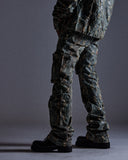 "Ahmanson" Denim Snakeskin Flared Cargo Pant (Blue) "Ahmanson" Denim Snakeskin Flared Cargo Pant (Blue)