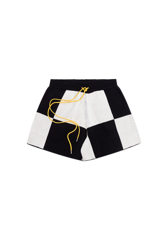 Checkered Jacquard Shorts - Black