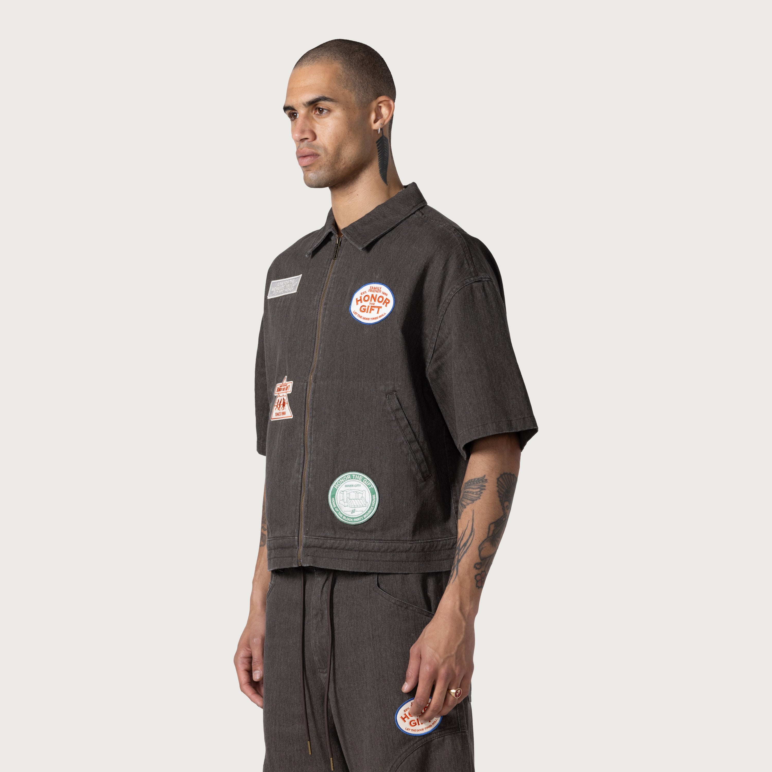 Twill Full Zip Shirt - Black Twill Full Zip Shirt - Black