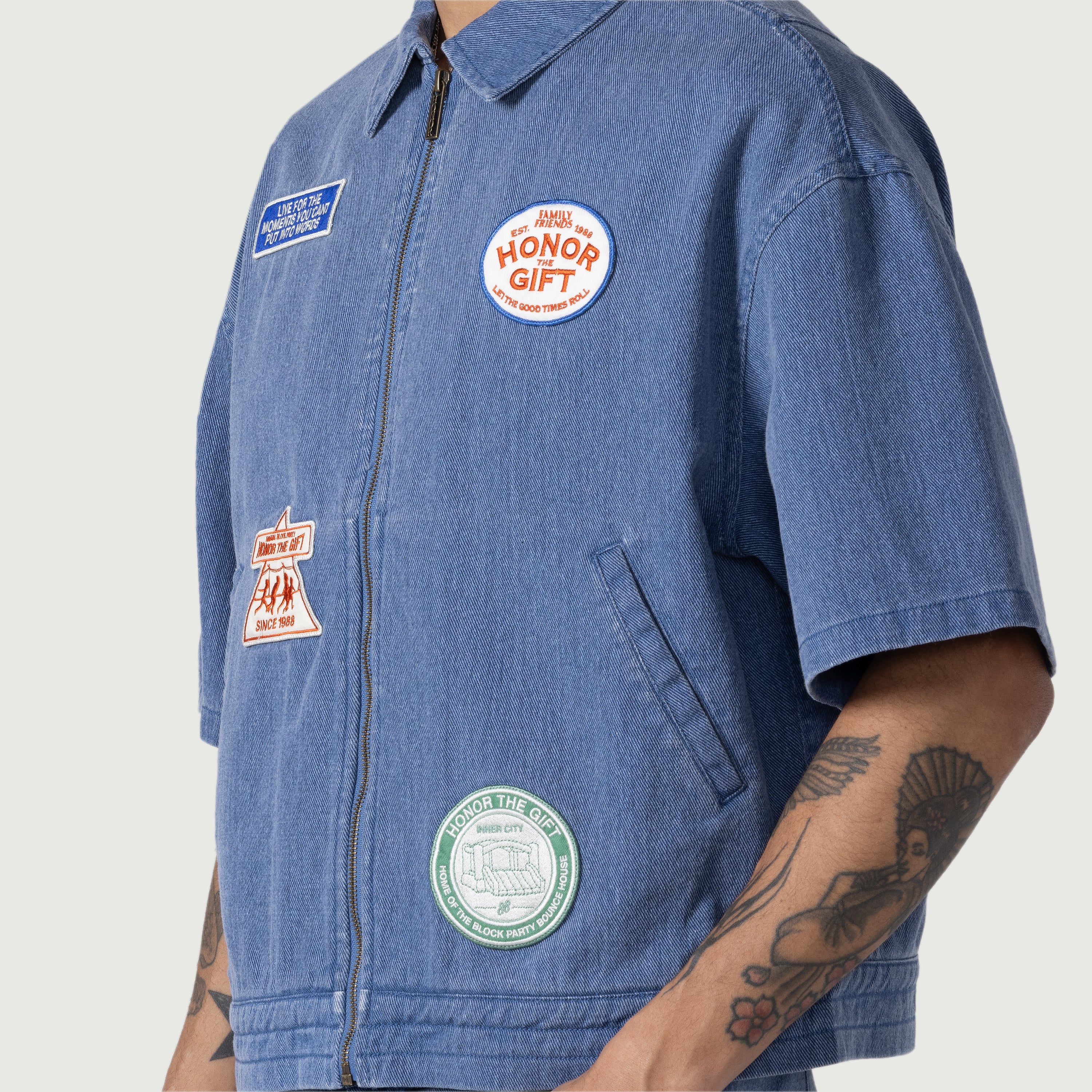 Twill Full Zip Shirt - Blue Twill Full Zip Shirt - Blue