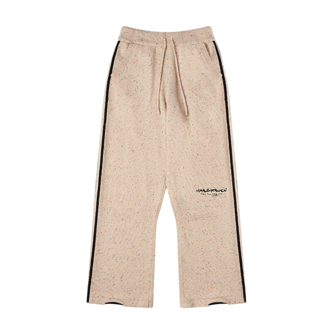 Striped Embroidered Knitted Trousers Striped Embroidered Knitted Trousers