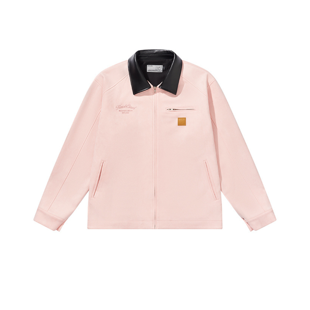 Leather Collar Suede Jacket Leather Collar Suede Jacket