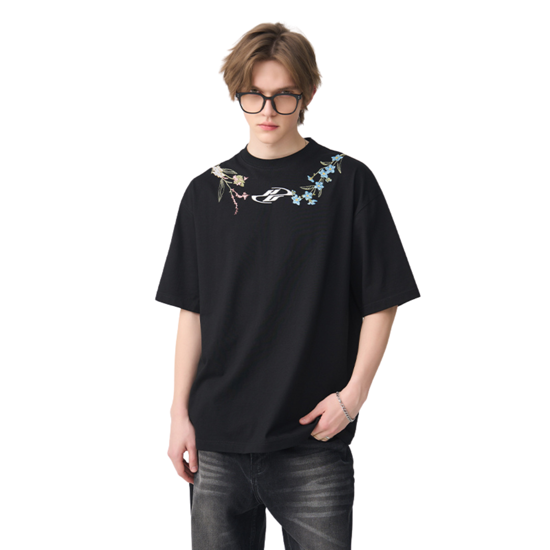 Floral Collar Embroidery Tee Floral Collar Embroidery Tee