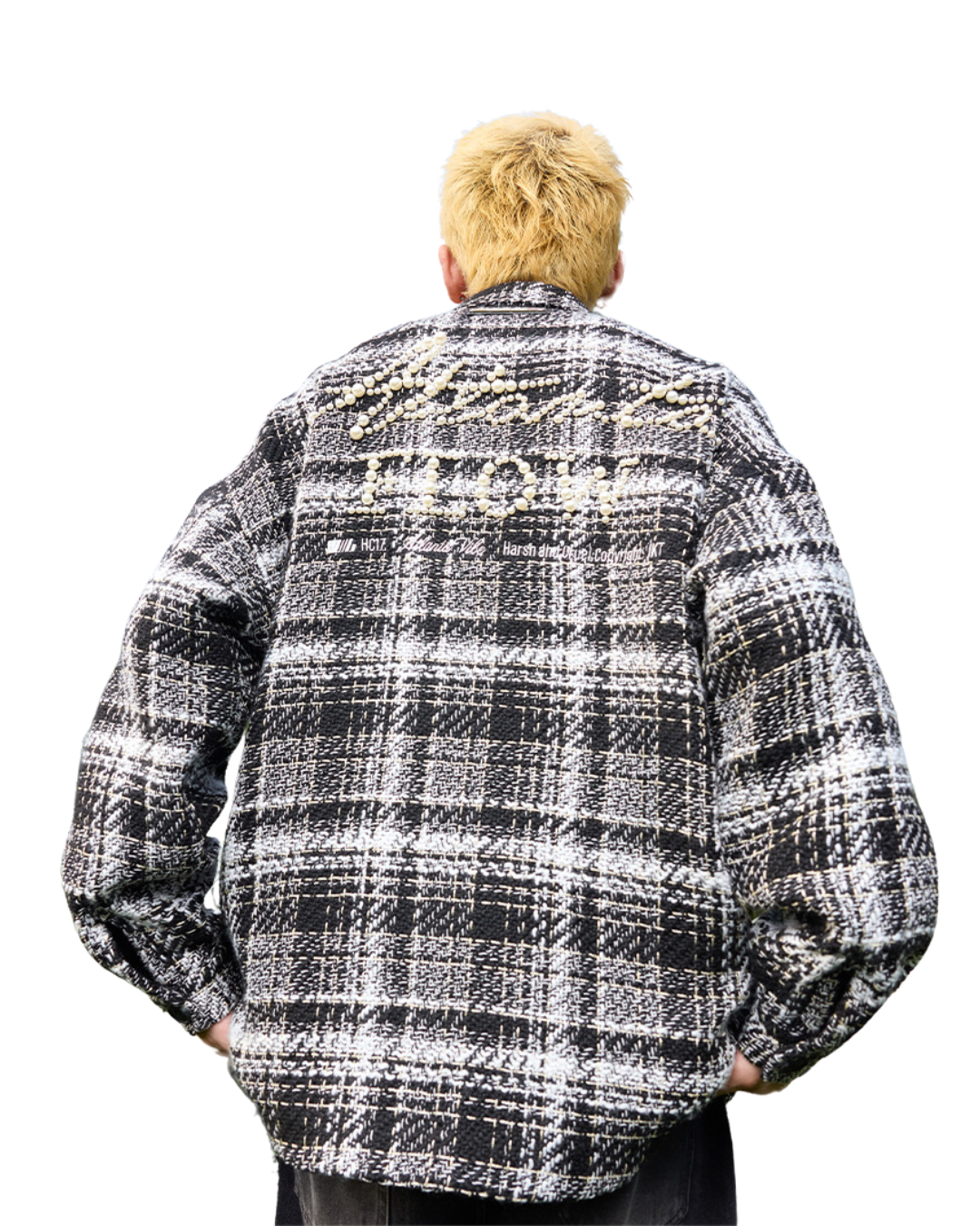 Pearl Embroidered Tweed Shirt Jacket Pearl Embroidered Tweed Shirt Jacket