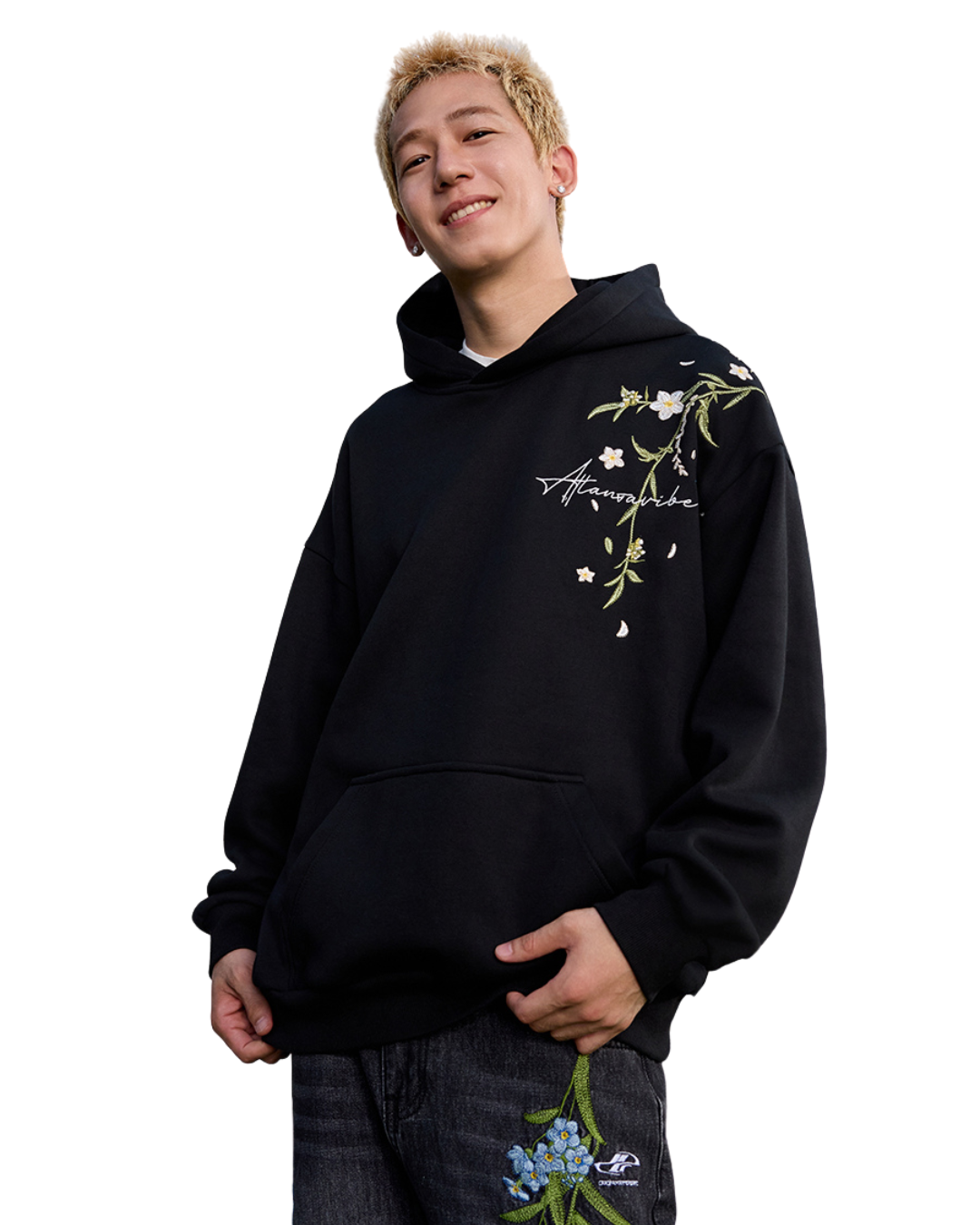 Floral Embroidered Graphic Hoodie Floral Embroidered Graphic Hoodie