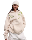Floral Embroidered Fleece Hoodie Floral Embroidered Fleece Hoodie