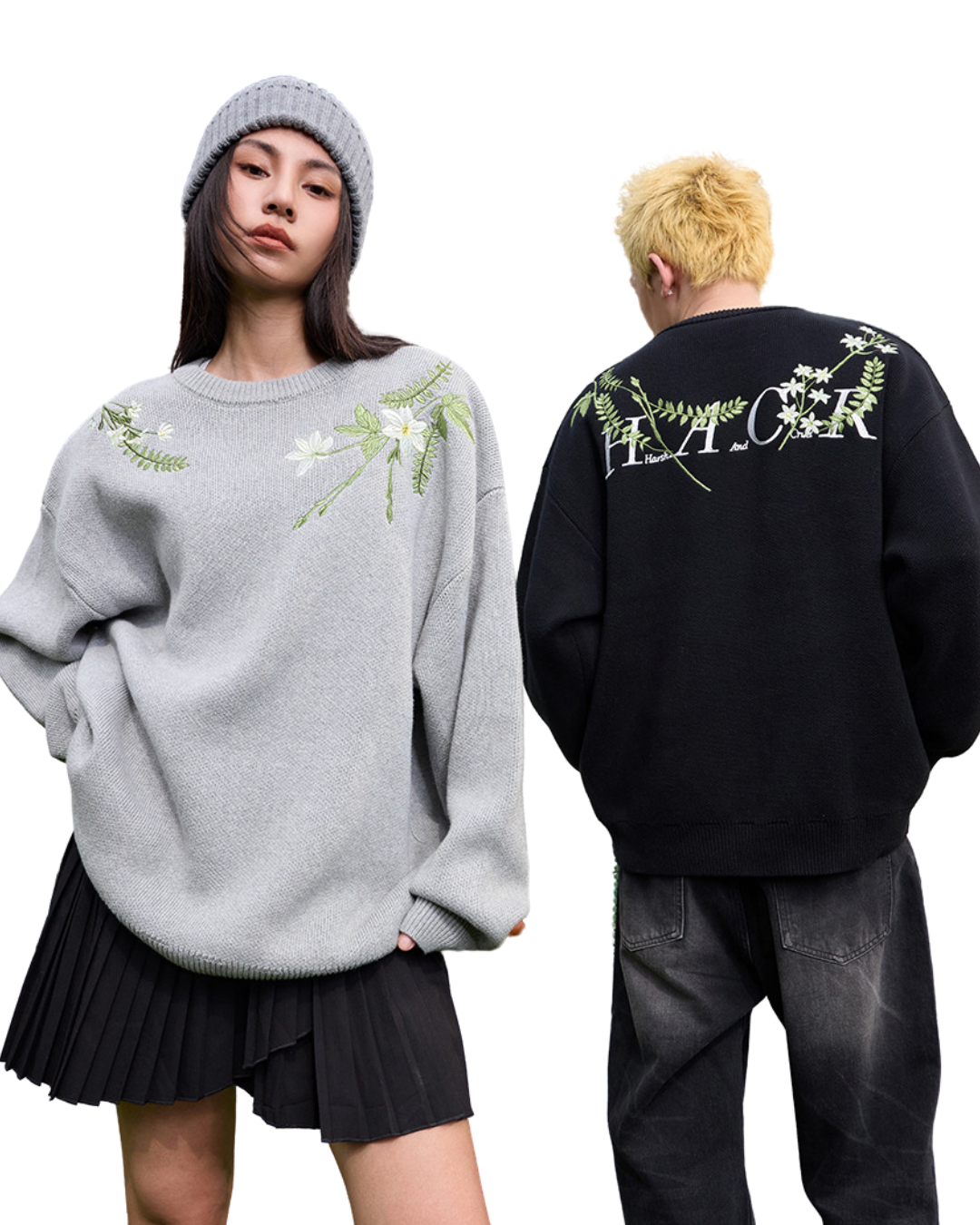 Floral Embroidered Oversized Sweater Floral Embroidered Oversized Sweater