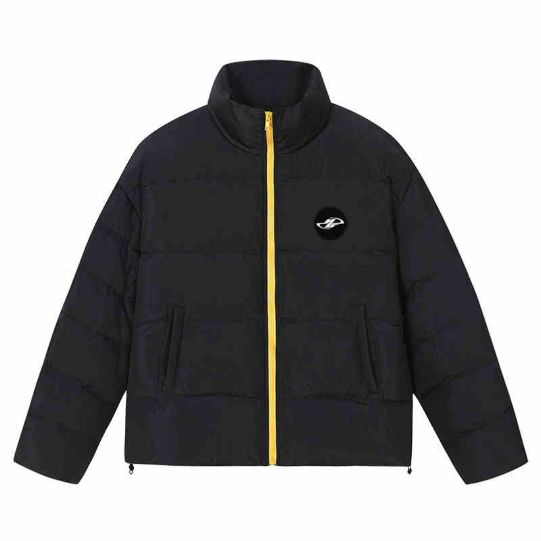 Detachable Padded Contrast Zip Down Coat Detachable Padded Contrast Zip Down Coat