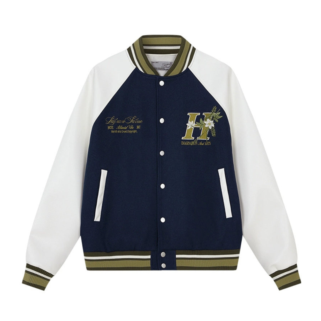 Floral Embroidery Varsity Jacket Floral Embroidery Varsity Jacket