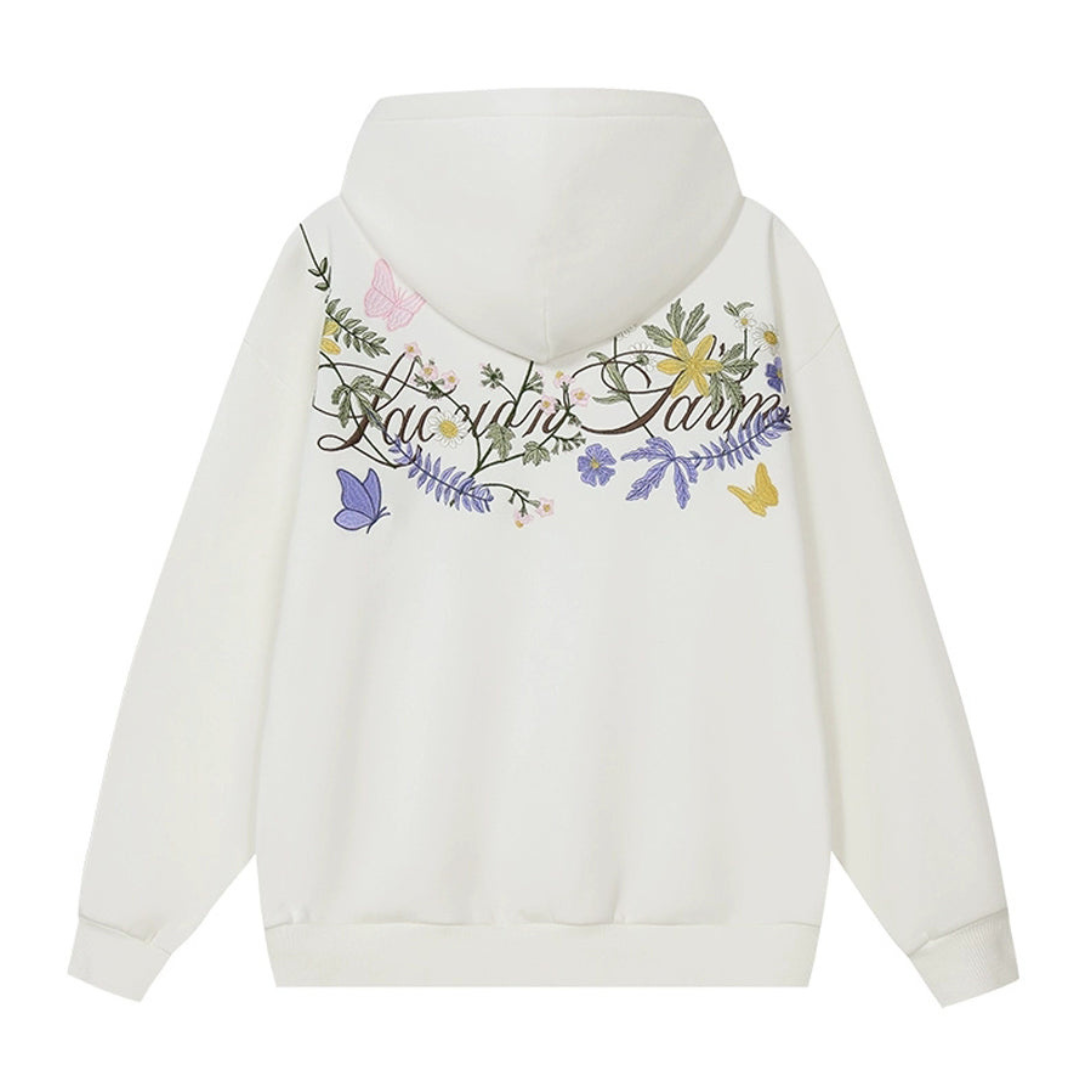 Colorful Floral Embroidery Pullover Hoodie Colorful Floral Embroidery Pullover Hoodie