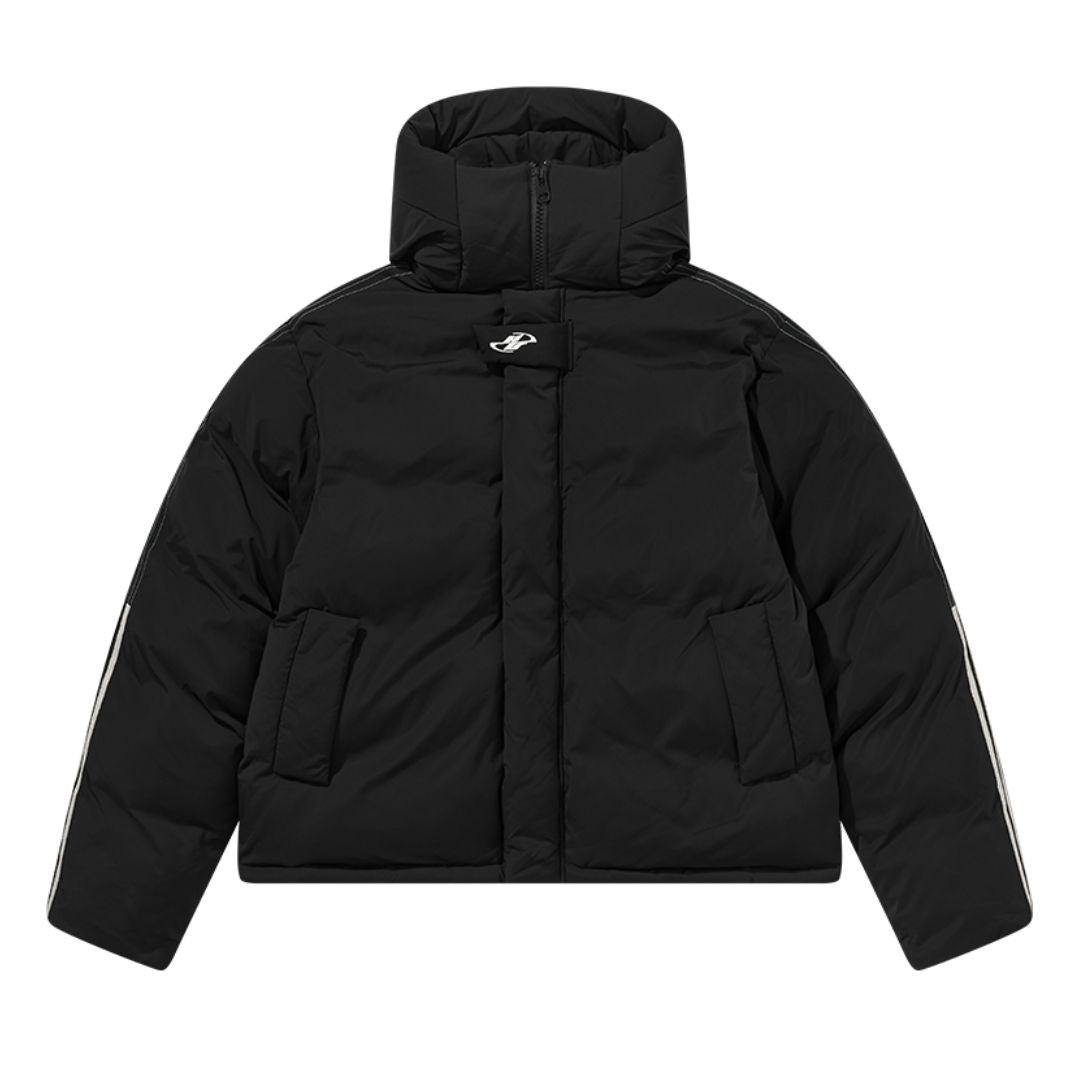 Stand Up Collar Striped Hooded Down Jacket Stand Up Collar Striped Hooded Down Jacket