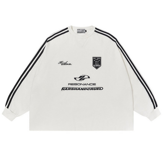 Embroidered Logo Striped Jersey L/S Tee