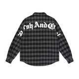 Leather Embroidered Gothic Logo Plaid L/S Shirt Leather Embroidered Gothic Logo Plaid L/S Shirt
