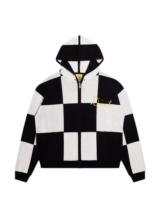 Checkered Jacquard Full Zip - Black