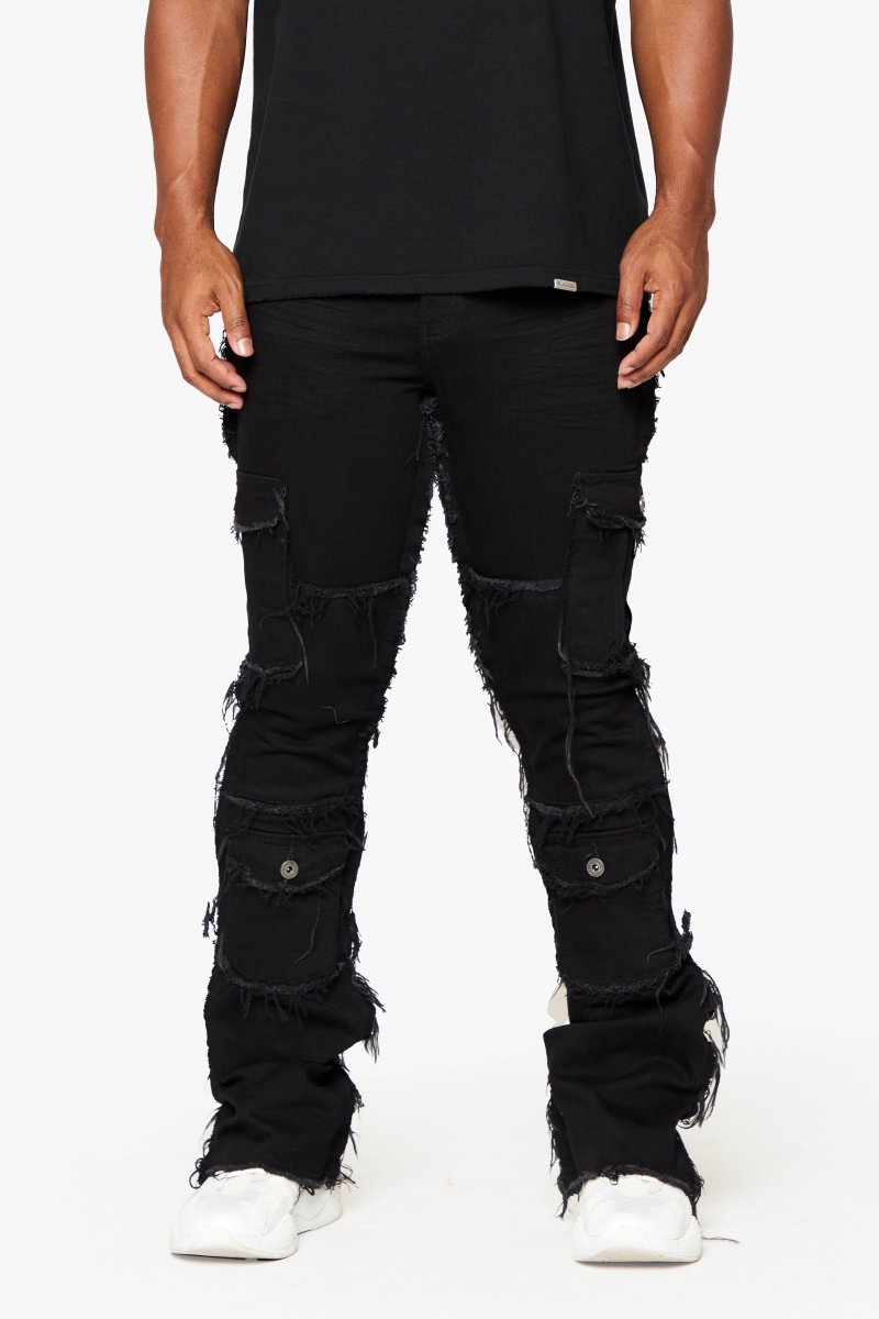 "AEGERINE” Stacked Flare Jean Jet Black "AEGERINE” Stacked Flare Jean Jet Black