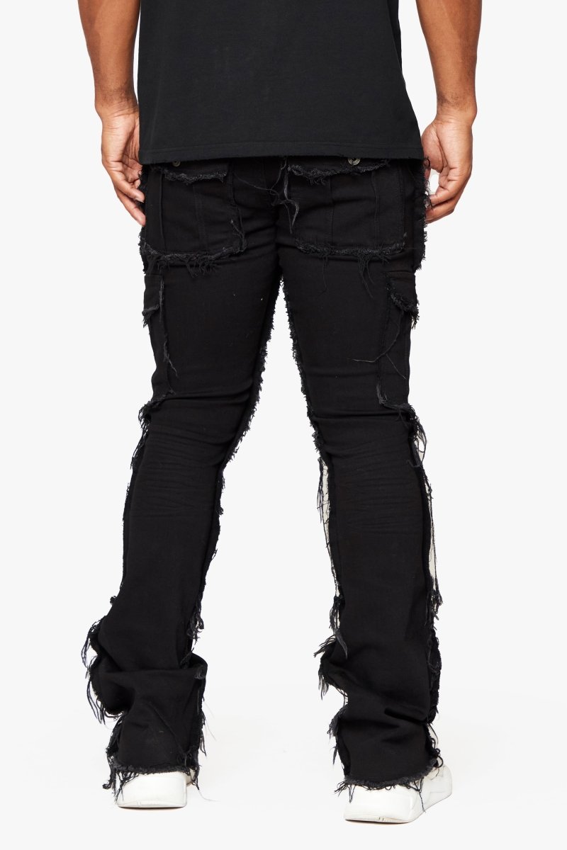 "AEGERINE” Stacked Flare Jean Jet Black "AEGERINE” Stacked Flare Jean Jet Black