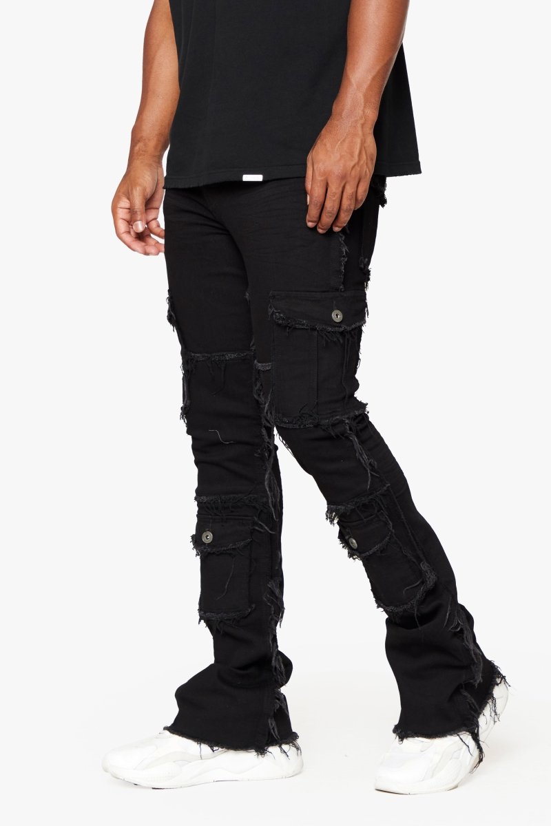 "AEGERINE” Stacked Flare Jean Jet Black "AEGERINE” Stacked Flare Jean Jet Black