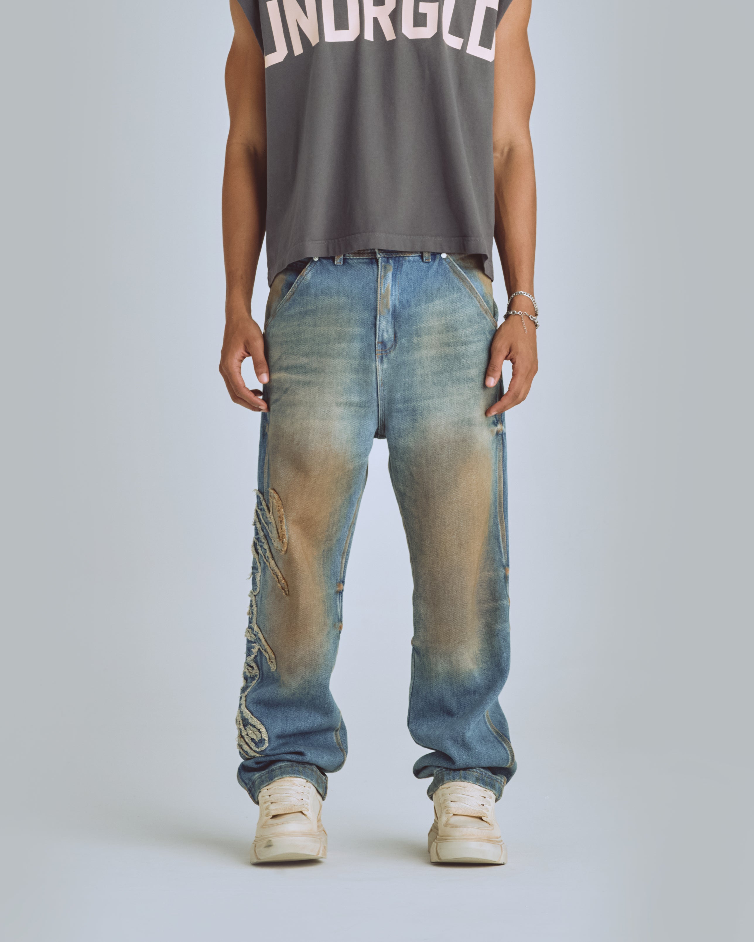 Agnus Dei Undrgld Wide Jean Muddy Blue Agnus Dei Undrgld Wide Jean Muddy Blue