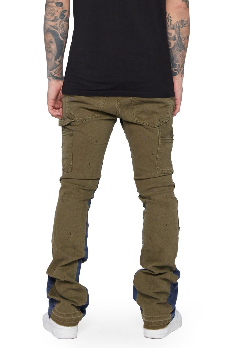 "ALPHA" STACKED FLARE JEAN OLIVE BLUE "ALPHA" STACKED FLARE JEAN OLIVE BLUE