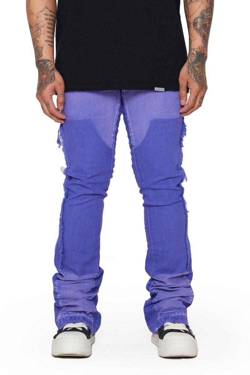 “ALPHA"  STACKED FLARE JEAN PURPLE-BLUE “ALPHA"  STACKED FLARE JEAN PURPLE-BLUE