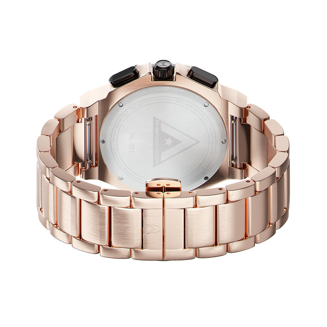AM139SS - AMBASSADOR ROSE GOLD / BLACK / SS BAND AM139SS - AMBASSADOR ROSE GOLD / BLACK / SS BAND