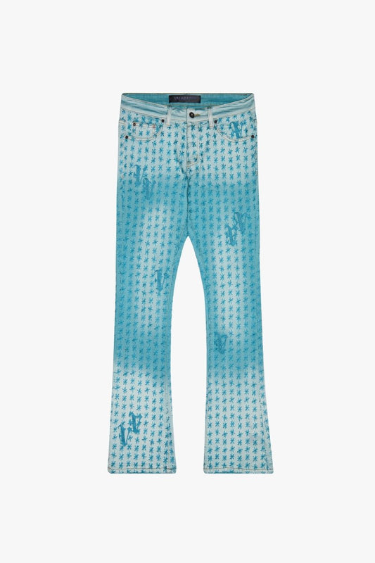 "ASTERISK" STACKED FLARE LT.BLUE/BLUE