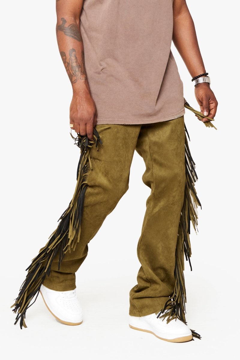 "AVIATOR” STACKED FLARE JEAN OLIVE "AVIATOR” STACKED FLARE JEAN OLIVE