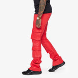 "BANJO" LEATHER STACKED FLARE MATTE RED "BANJO" LEATHER STACKED FLARE MATTE RED