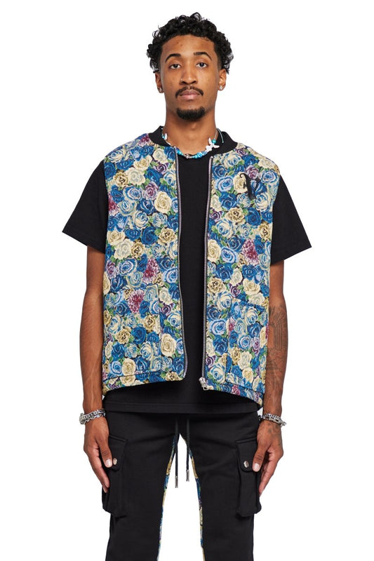 “BANKSY” JACKET BLUE FLOWER MULTI