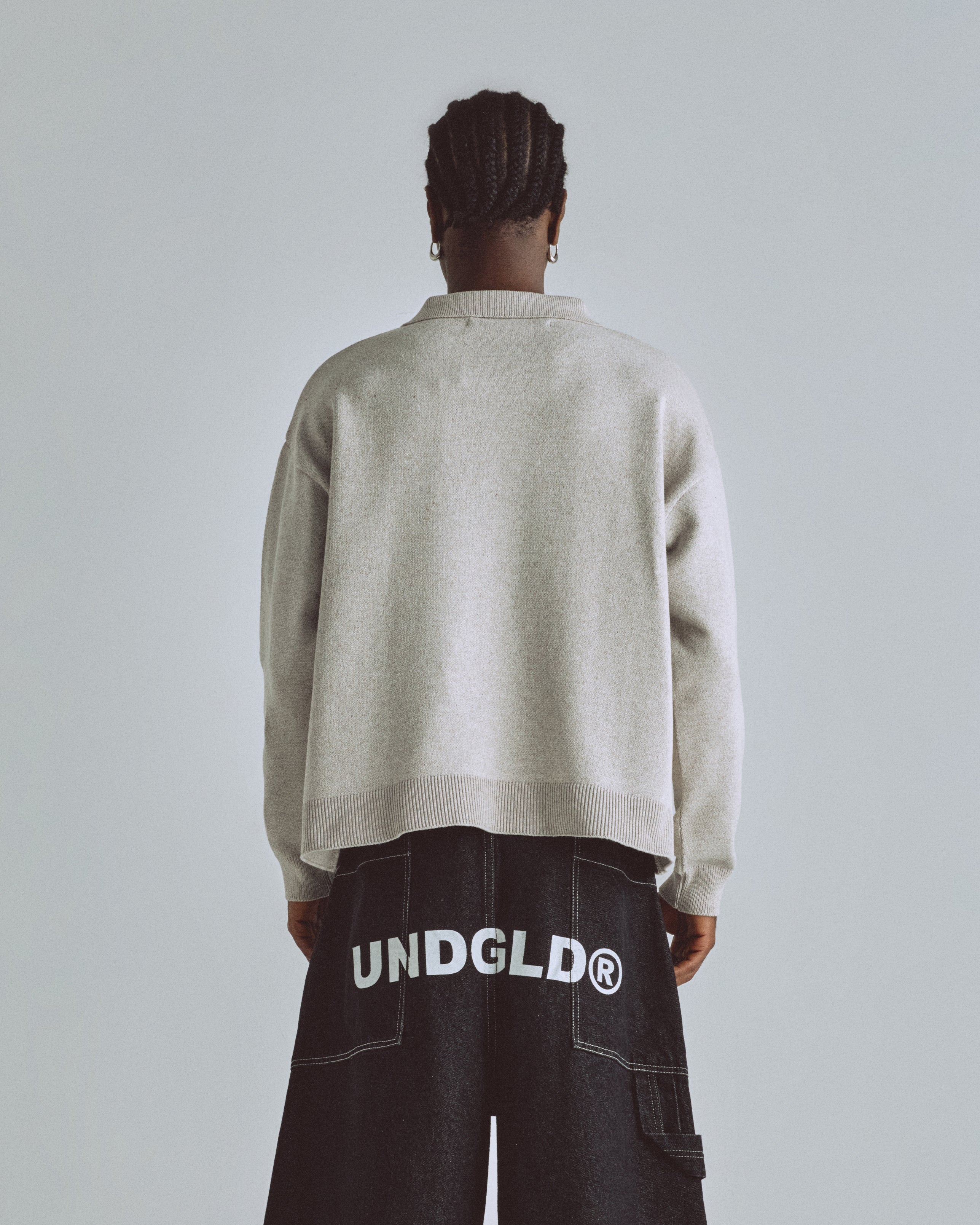 Basics Knit Zip Up Long Sleeve Polo Shirt Seed Gray Basics Knit Zip Up Long Sleeve Polo Shirt Seed Gray