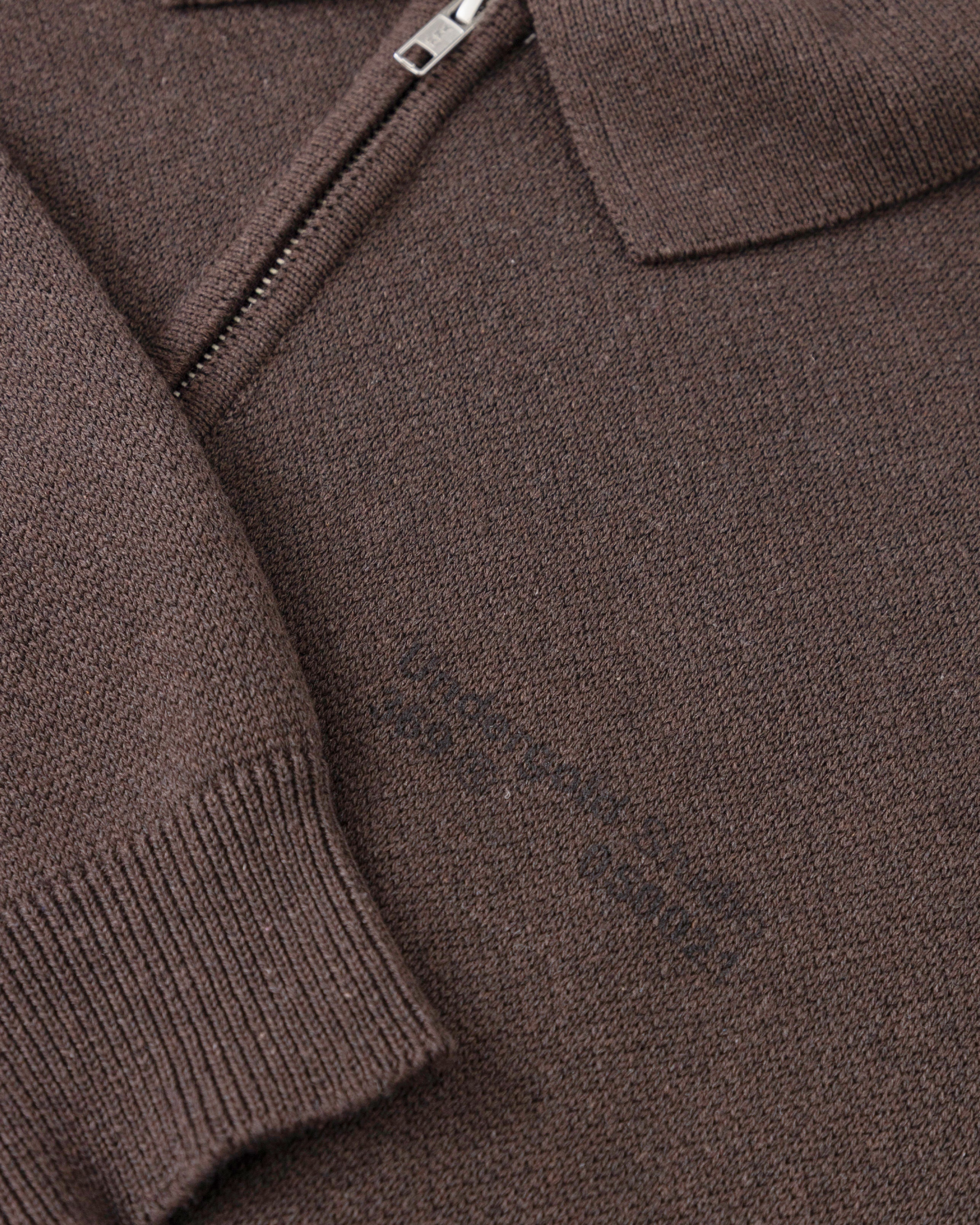 Basics Undergold Studio Knit Zip Up Long Sleeve Polo Shirt Brown Basics Undergold Studio Knit Zip Up Long Sleeve Polo Shirt Brown