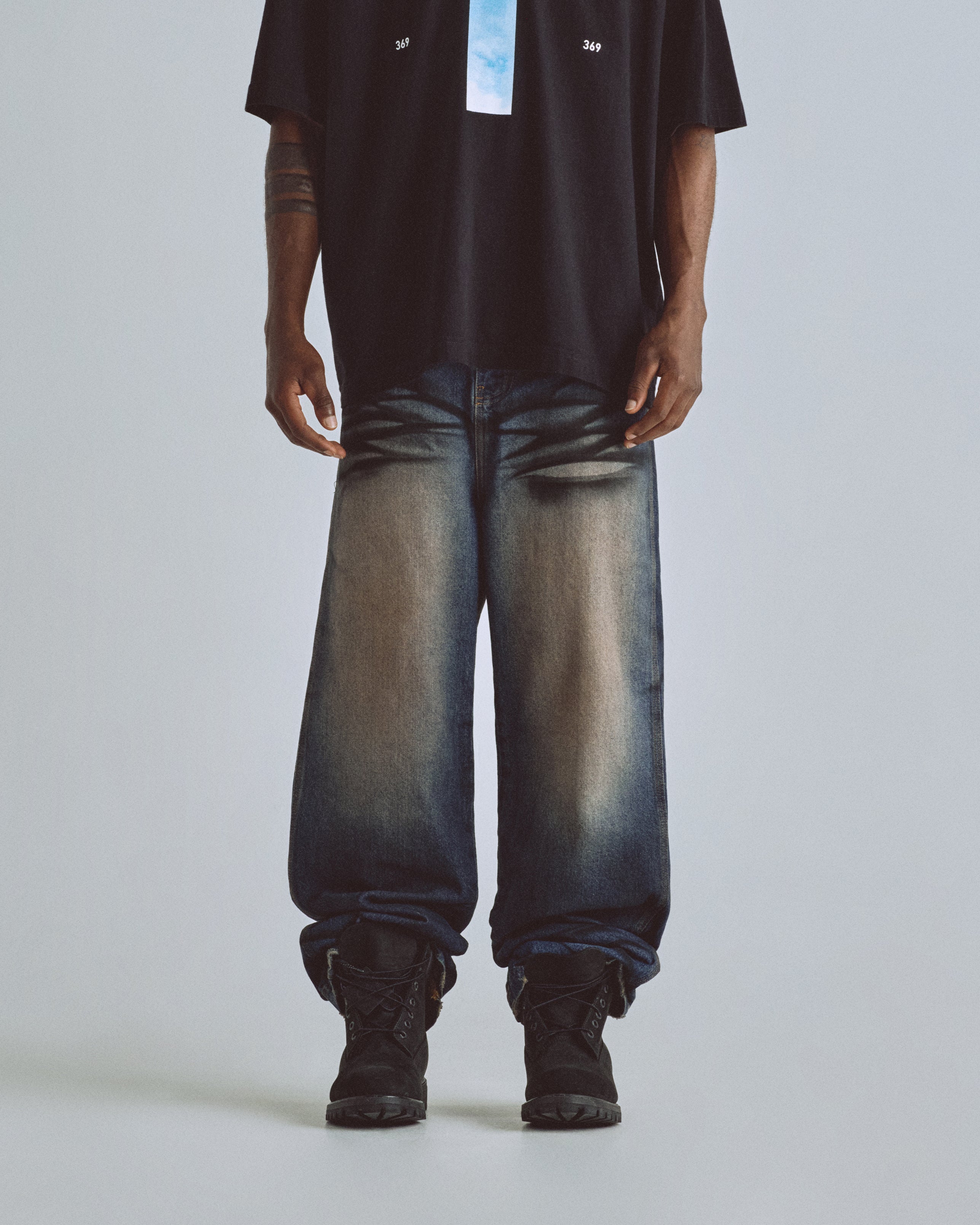 Basics Wide Jean Polluted Blue Basics Wide Jean Polluted Blue