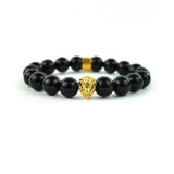 Glossy Black Lion Head Beaded Bracelet Glossy Black Lion Head Beaded Bracelet