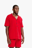 Branding Knit Button Down Red Branding Knit Button Down Red