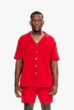 Branding Knit Button Down Red Branding Knit Button Down Red
