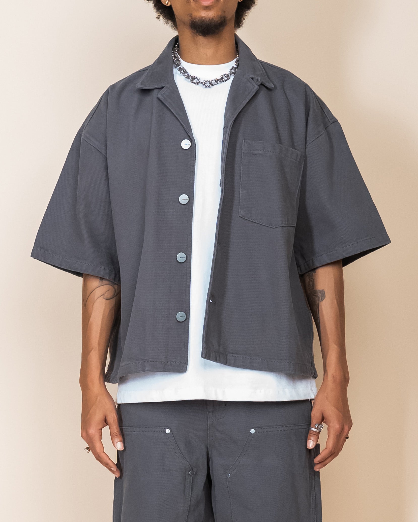 EPTM Boxy Twill Shirt - Grey EPTM Boxy Twill Shirt - Grey