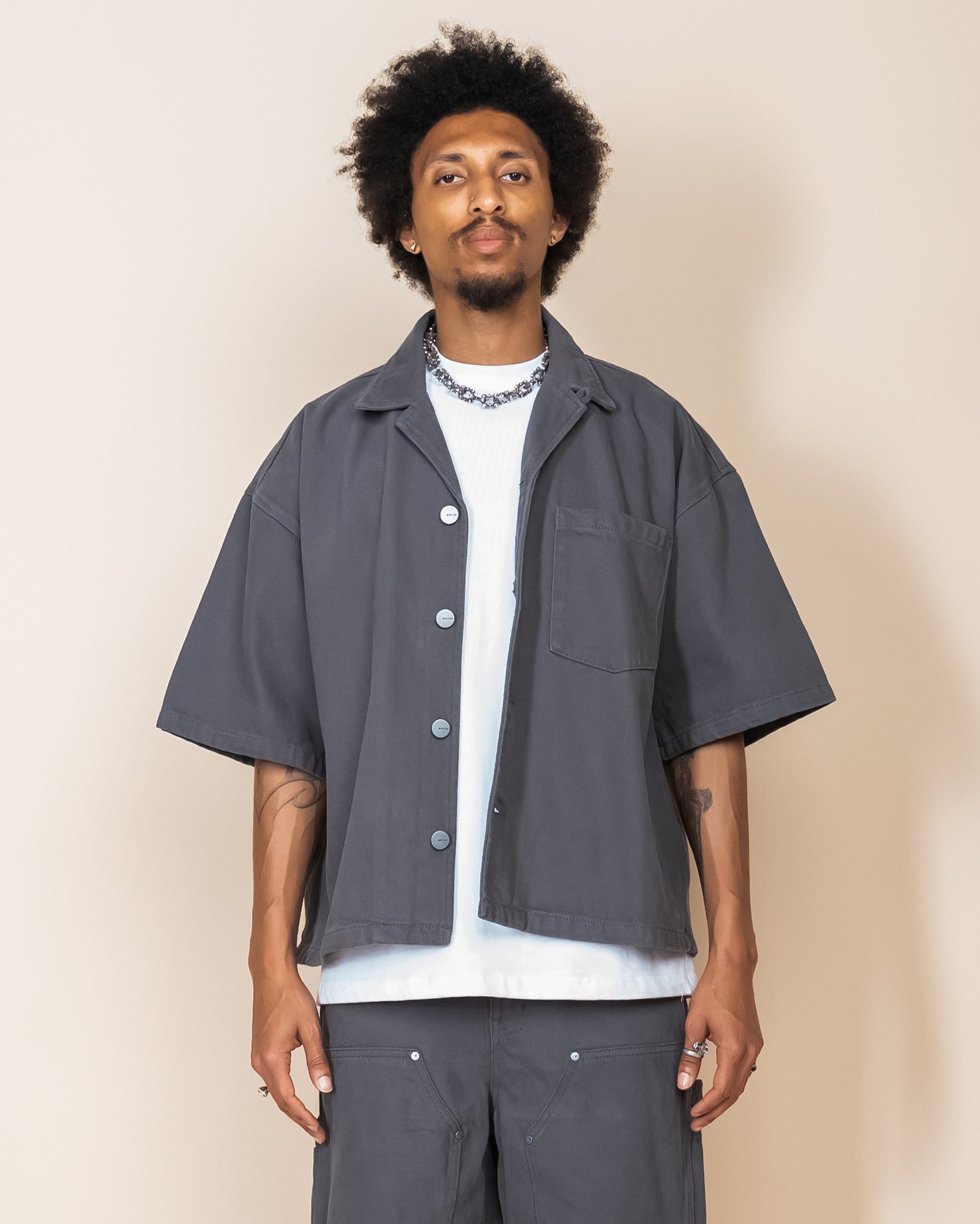 EPTM Boxy Twill Shirt - Grey EPTM Boxy Twill Shirt - Grey