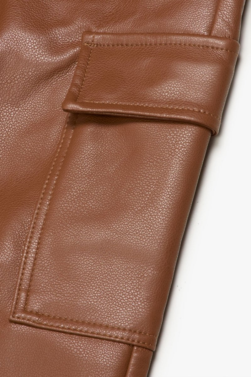 "CITING" SKINNY VEGAN LEATHER JEAN BROWN "CITING" SKINNY VEGAN LEATHER JEAN BROWN