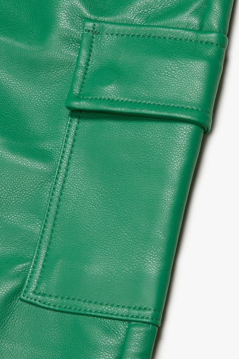 "CITING" SKINNY VEGAN LEATHER JEAN GREEN "CITING" SKINNY VEGAN LEATHER JEAN GREEN