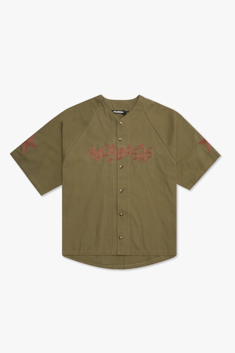 "CLOVER" BASEBALL JERSEY  OLIVE GREEN "CLOVER" BASEBALL JERSEY  OLIVE GREEN