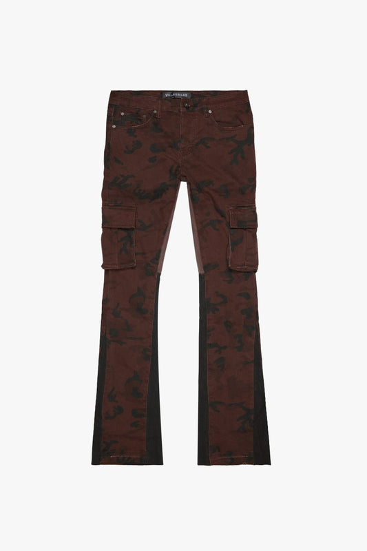 "COMMANDER" STACKED FLARE JEAN BROWN BLACK