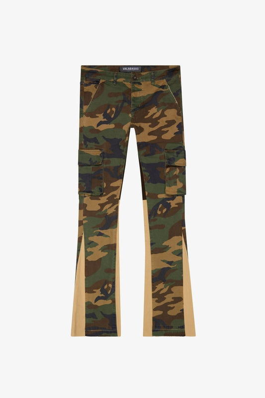 "COMMANDER" STACKED FLARE JEAN FOLIAGE GREEN