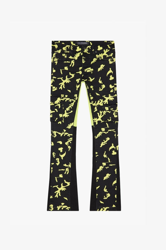 “COMMANDER " STACKED FLARE JEAN NEON SHADOW