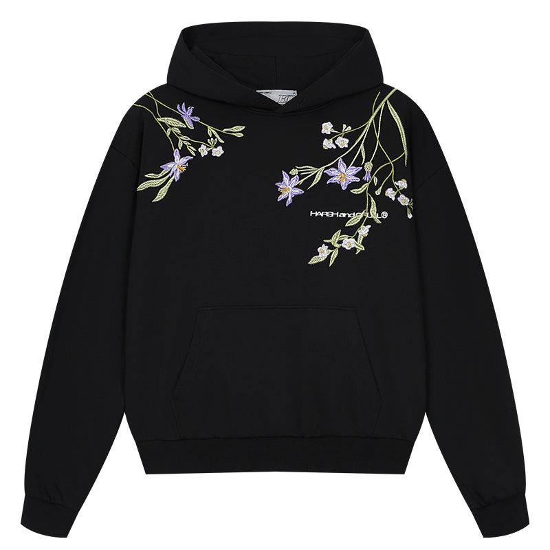 Violet Floral Embroidered Hoodie Violet Floral Embroidered Hoodie