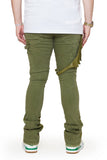 "DAPPER” STACKED FLARE JEAN OLIVE WASHED "DAPPER” STACKED FLARE JEAN OLIVE WASHED