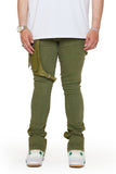 "DAPPER” STACKED FLARE JEAN OLIVE WASHED "DAPPER” STACKED FLARE JEAN OLIVE WASHED