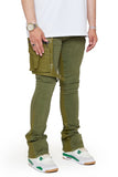 "DAPPER” STACKED FLARE JEAN OLIVE WASHED "DAPPER” STACKED FLARE JEAN OLIVE WASHED