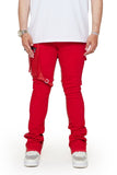 “DAPPER” STACKED FLARE JEAN RED WASHED “DAPPER” STACKED FLARE JEAN RED WASHED