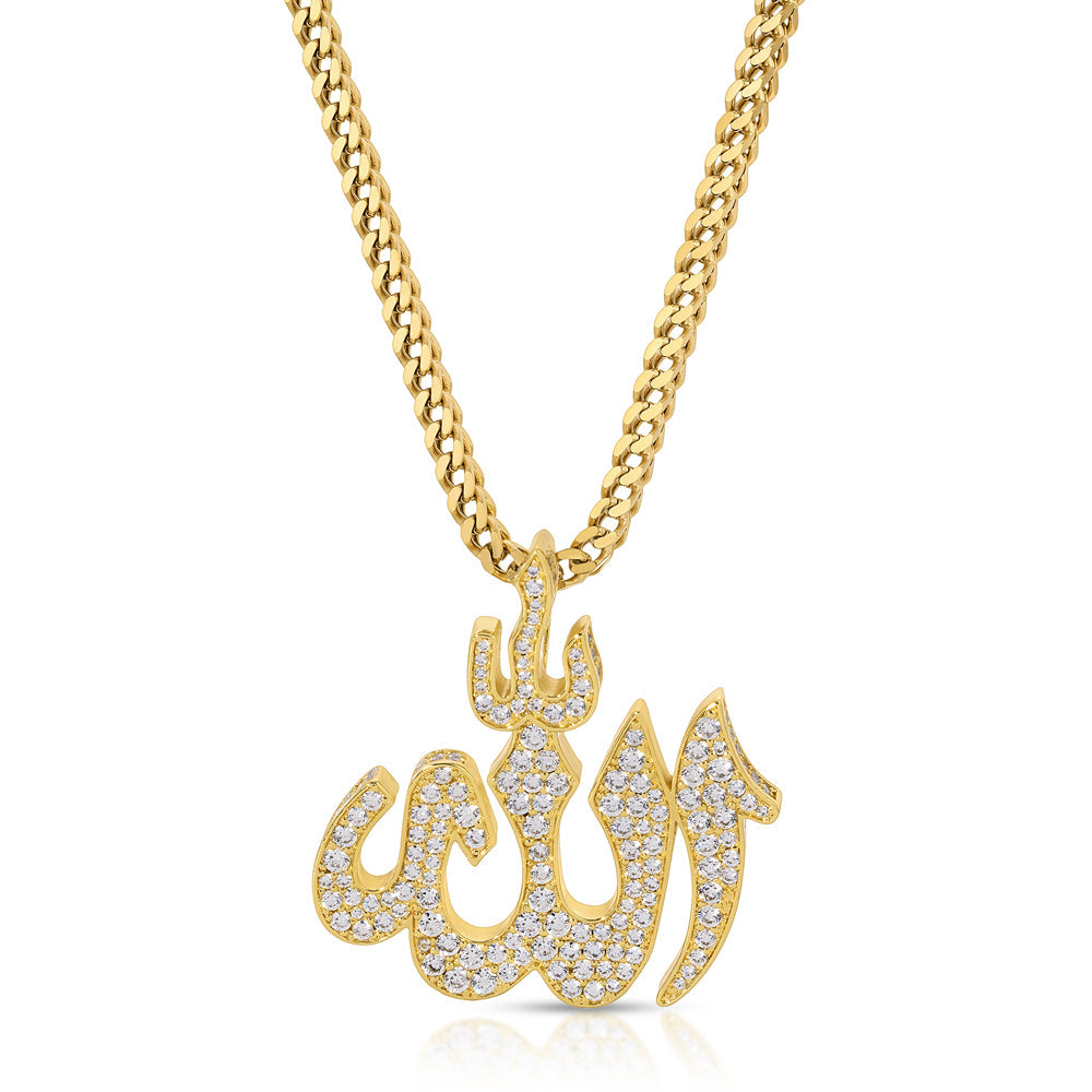 Diamond Allah Necklace Pendant & Franco Chain Diamond Allah Necklace Pendant & Franco Chain