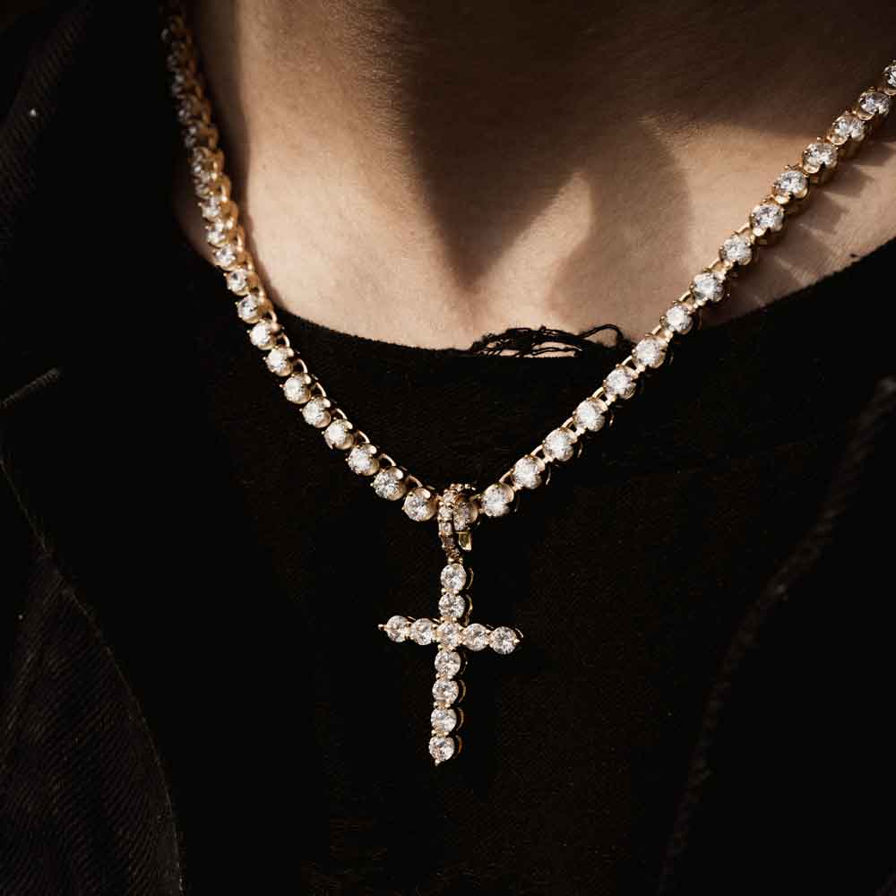 Diamond Cross Necklace Pendant & Tennis Chain Diamond Cross Necklace Pendant & Tennis Chain
